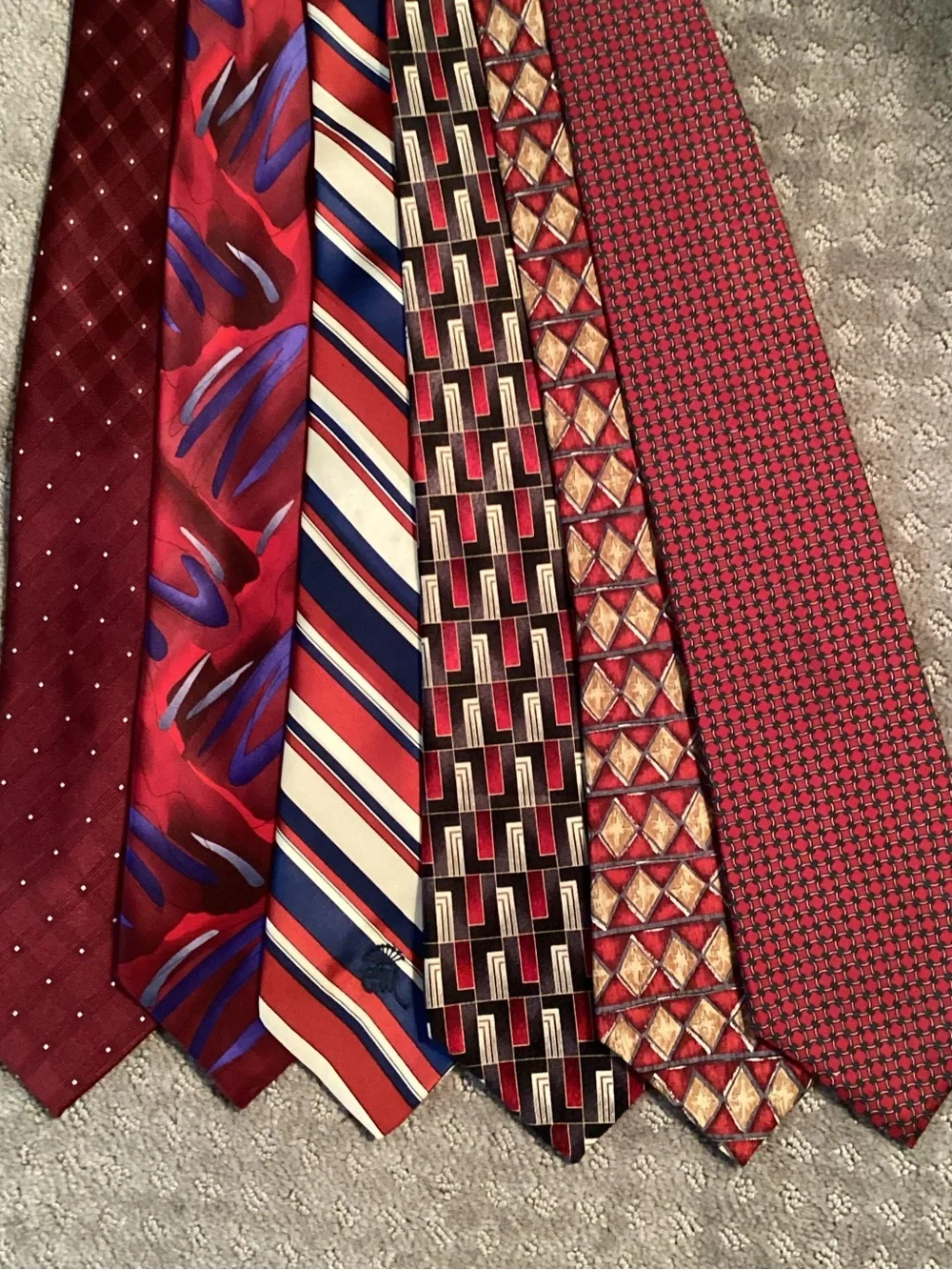 Men's Tie Collection, Red Patterned, Bundle of Six Classic Dress Ties - Picture 4 of 4